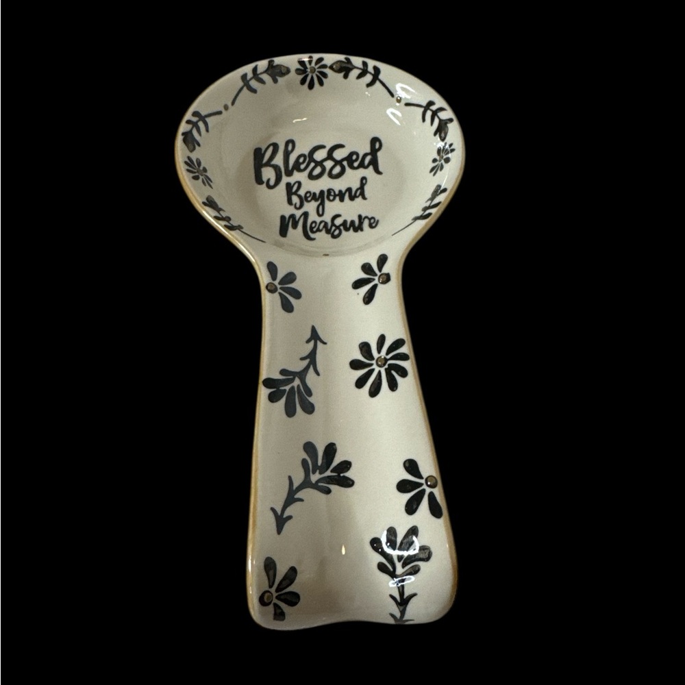 Floral Spoon Rest - Blessed Beyond Measure. Pre-owned like new. (2-O)